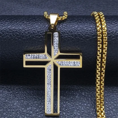 Hollow Bling Cross Necklace - Image 6