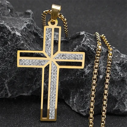 Hollow Bling Cross Necklace