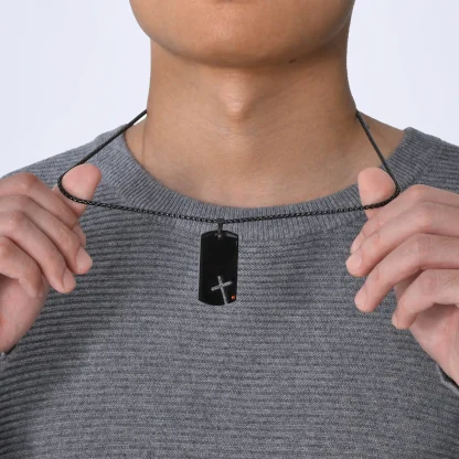 Tag Hollow Out Cross Necklace - Image 2
