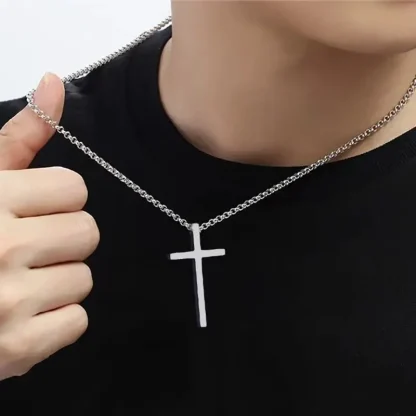 Simple Box Chain Cross Necklace