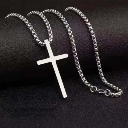 Simple Box Chain Cross Necklace - Image 5