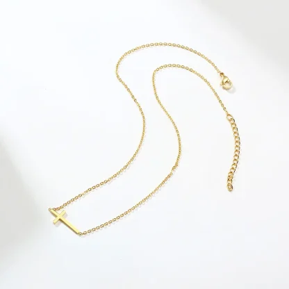 Sideways Modern Cross Necklace - Image 6