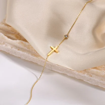 Minimalist Thin Cross Necklace - Image 3