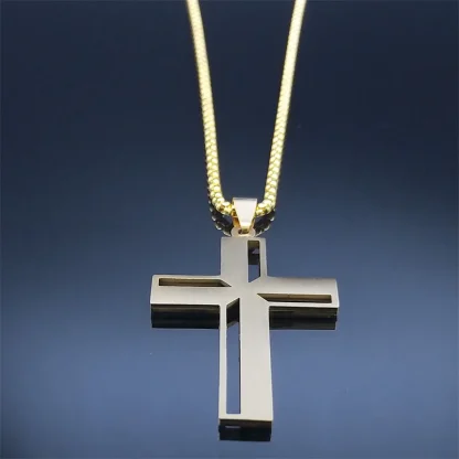Hollow Bling Cross Necklace - Image 4