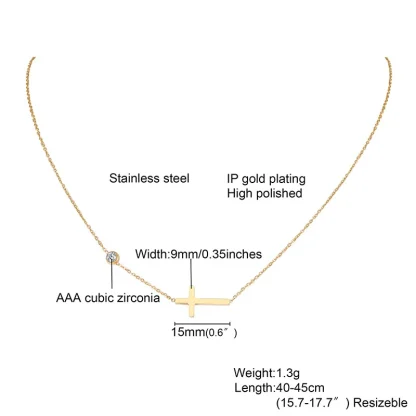 Modern Thin Cross Necklace - Image 6