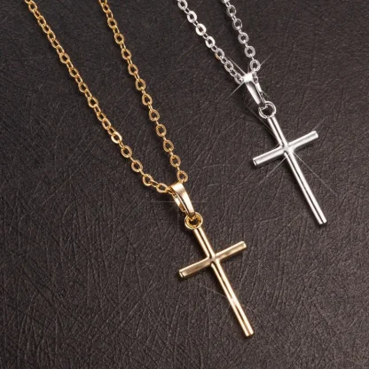 Shiny Simple Cross Necklace - Image 6