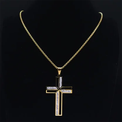 Hollow Bling Cross Necklace - Image 5