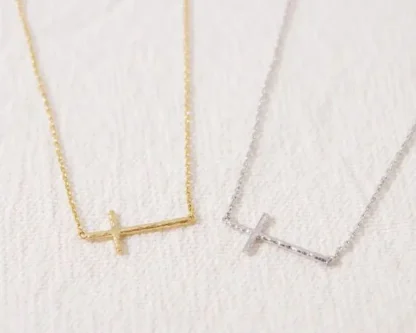Chain Sideways Cross Necklace - Image 4