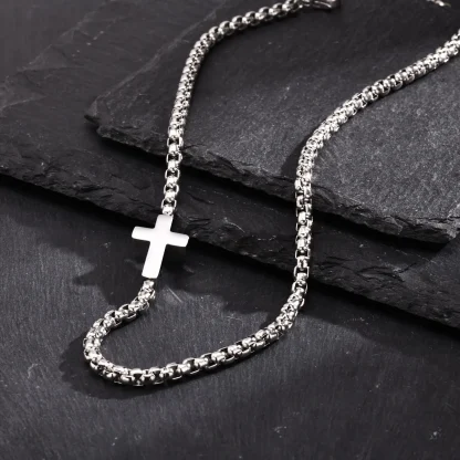 Box Chain Sideways Cross Necklace