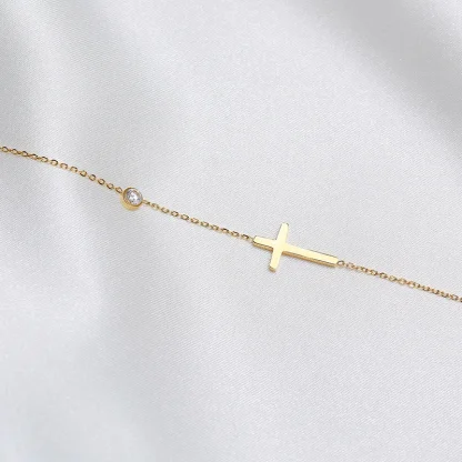 Modern Thin Cross Necklace - Image 3