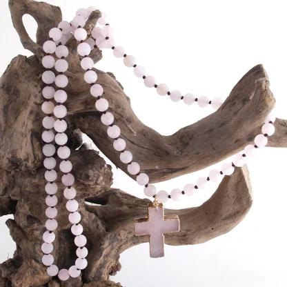 Round Beaded Cross Necklace - Image 2