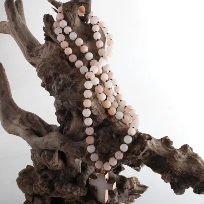 Round Beaded Cross Necklace - Image 3
