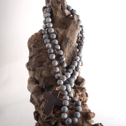 Round Beaded Cross Necklace - Image 6