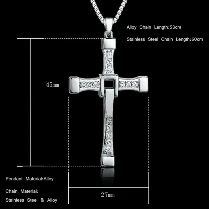 Shiny Rhinestone-like Cross Necklace - Image 5