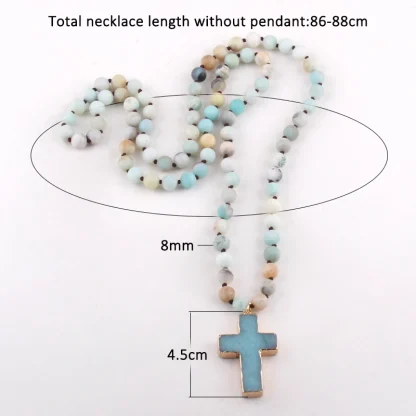 Round Beaded Cross Necklace - Image 13