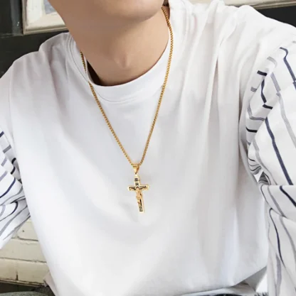 Creative Embossed Cross Necklace - Image 2