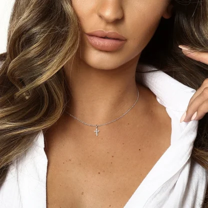 Minimalist Small Cross Necklace - Image 3