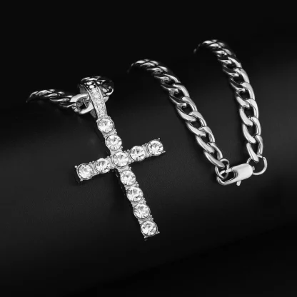 Cuban Link Chain Cross Necklace - Image 6