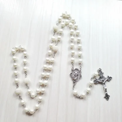 Beaded Pearl-like Cross Necklace