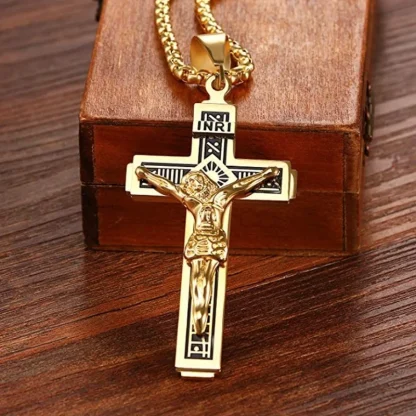 Creative Embossed Cross Necklace - Image 3