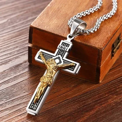 Creative Embossed Cross Necklace - Image 4
