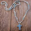 Round Beaded Cross Necklace - Image 7