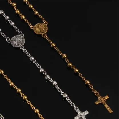 Rosary Crucifix Cross Necklace - Image 3