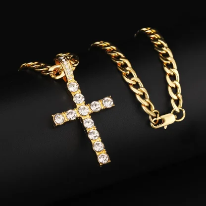 Cuban Link Chain Cross Necklace - Image 5