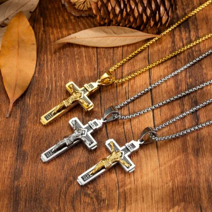 Creative Embossed Cross Necklace - Image 5