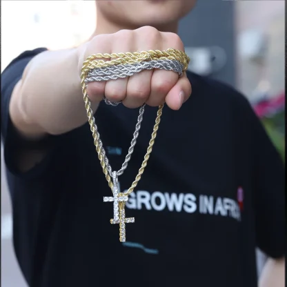 Iced Out Bling Cross Necklace - Image 2