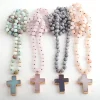 Round Beaded Cross Necklace - Image 12