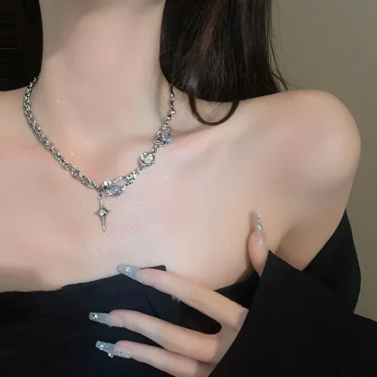 Stylish Shiny Cross Necklace - Image 2
