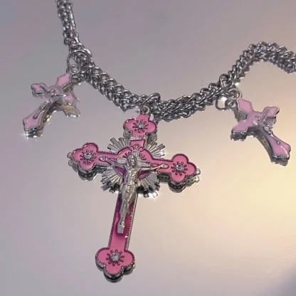 Crucifix Pink Cross Necklaces