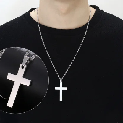 Simple Chain Cross Necklace - Image 3
