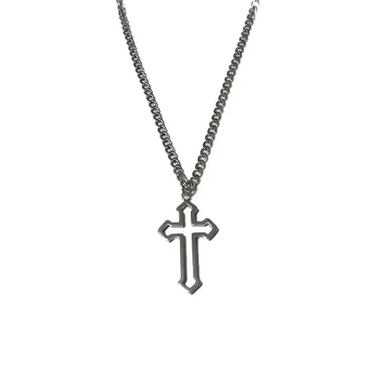 Curb Chain Hollow Cross Necklace - Image 7