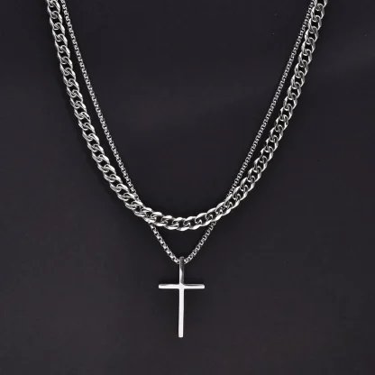 Double Layered Cross Necklace - Image 5