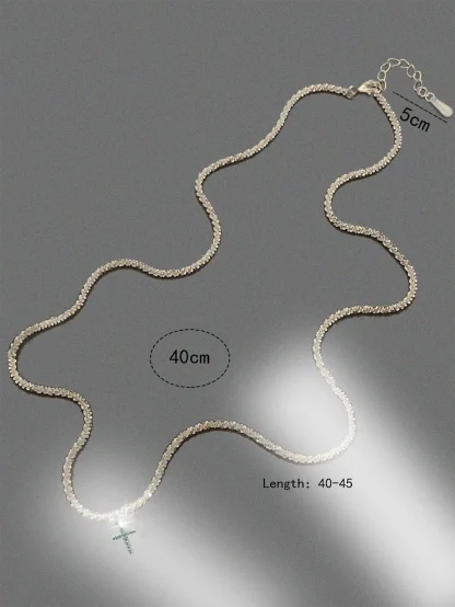 Sparkling Minimalist Cross Necklace - Image 3
