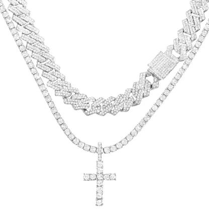 Shiny Bling Cross Necklace - Image 6