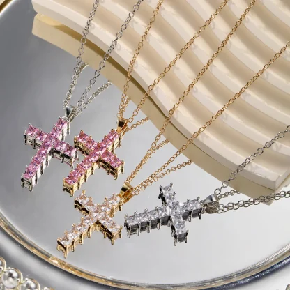 Women's Pink Cross Necklaces - Image 8
