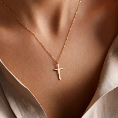 Thin Minimalist Cross Necklace - Image 4