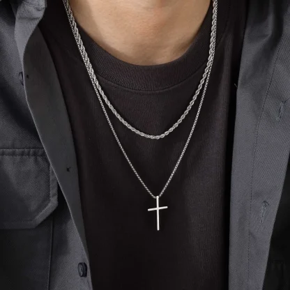 Double Layered Cross Necklace - Image 8