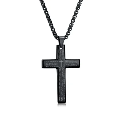 Solid Bible Verse Cross Necklace - Image 4