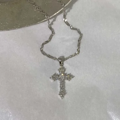 Shiny Pendant Cross Necklace - Image 8