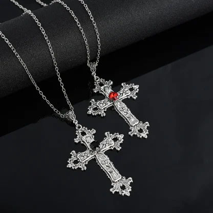 Detailed Vintage-style Cross Necklace - Image 9