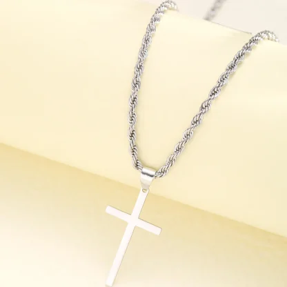 Rope Chain Simple Cross Necklace - Image 5