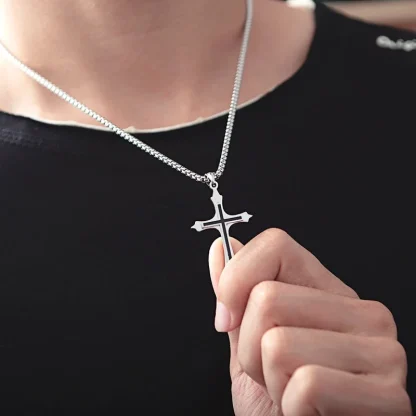 Box Chain Durable Cross Necklace - Image 2