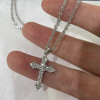 Shiny Pendant Cross Necklace - Image 3