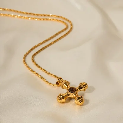Non Tarnish Shiny Cross Necklace - Image 3