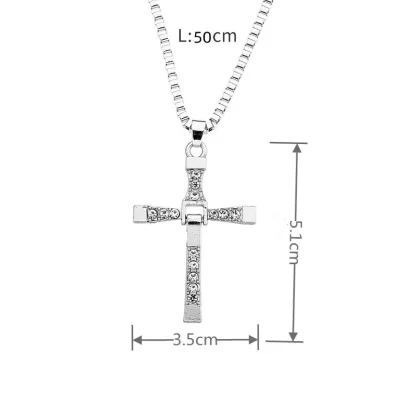 Box Chain Sparkly Cross Necklace - Image 7