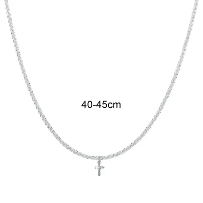 Sparkling Minimalist Cross Necklace - Image 4